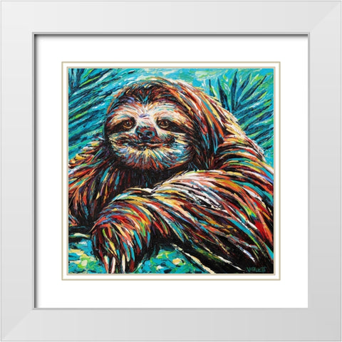 Painted Sloth I White Modern Wood Framed Art Print with Double Matting by Vitaletti, Carolee