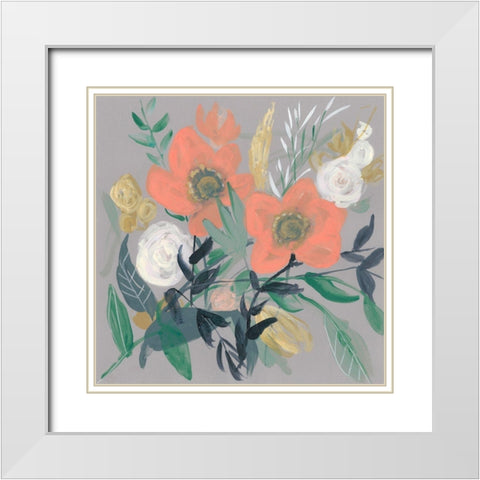 Anemone Jumble I White Modern Wood Framed Art Print with Double Matting by Goldberger, Jennifer