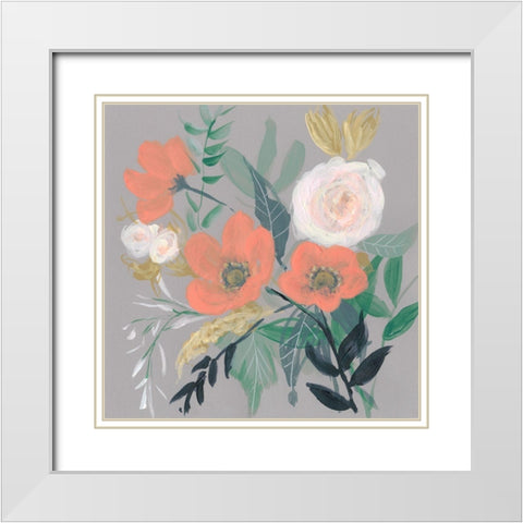 Anemone Jumble II White Modern Wood Framed Art Print with Double Matting by Goldberger, Jennifer