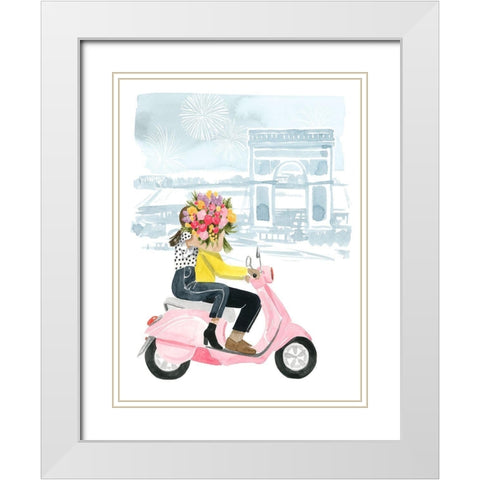 Paris in Love I White Modern Wood Framed Art Print with Double Matting by Popp, Grace