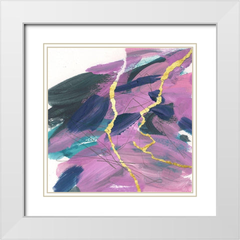 Divided Violet I White Modern Wood Framed Art Print with Double Matting by Wang, Melissa