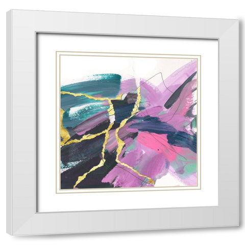 Divided Violet II White Modern Wood Framed Art Print with Double Matting by Wang, Melissa