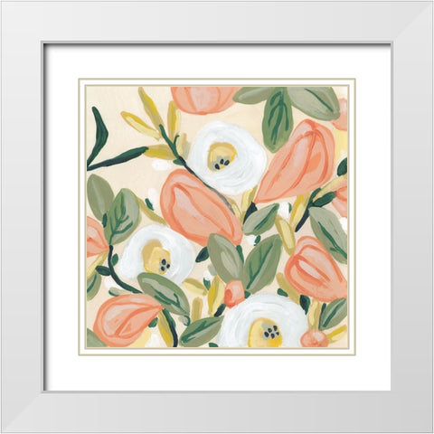 Gleeful Garden I White Modern Wood Framed Art Print with Double Matting by Vess, June Erica
