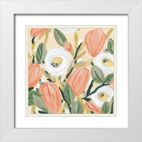 Gleeful Garden II White Modern Wood Framed Art Print with Double Matting by Vess, June Erica