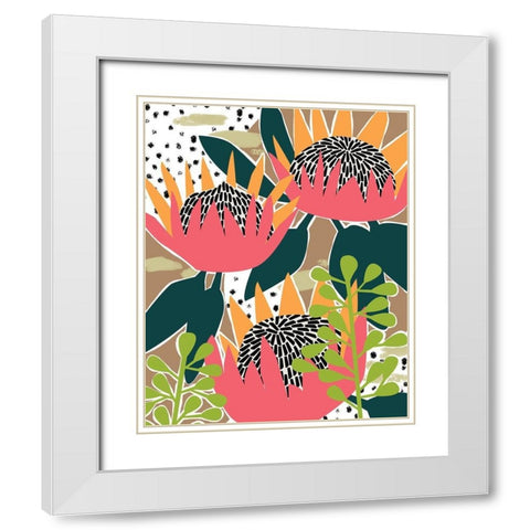 King Protea I White Modern Wood Framed Art Print with Double Matting by Wang, Melissa