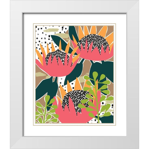 King Protea I White Modern Wood Framed Art Print with Double Matting by Wang, Melissa