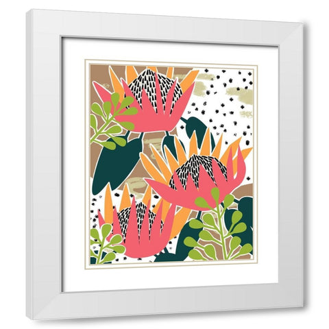 King Protea II White Modern Wood Framed Art Print with Double Matting by Wang, Melissa