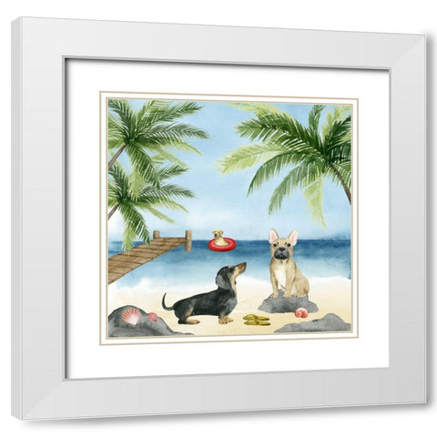 Dogs on Deck I White Modern Wood Framed Art Print with Double Matting by Popp, Grace