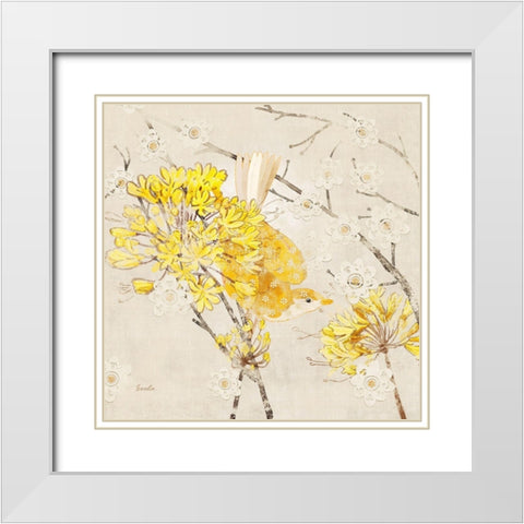 Avian Dreams I White Modern Wood Framed Art Print with Double Matting by Evelia Designs