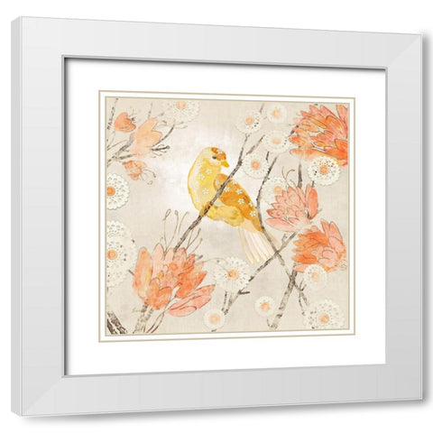 Avian Dreams III White Modern Wood Framed Art Print with Double Matting by Evelia Designs