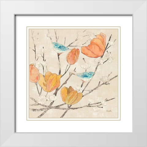 Avian Dreams IV White Modern Wood Framed Art Print with Double Matting by Evelia Designs