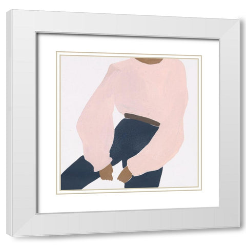 Herself V White Modern Wood Framed Art Print with Double Matting by Wang, Melissa