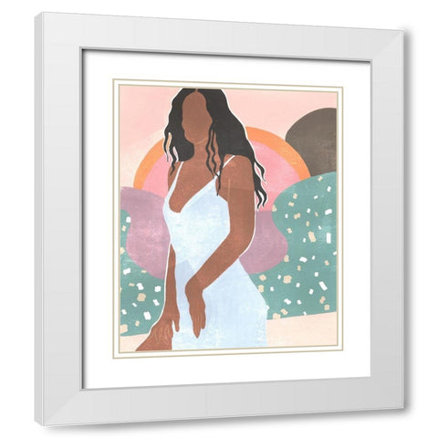 Curly Lady I White Modern Wood Framed Art Print with Double Matting by Wang, Melissa