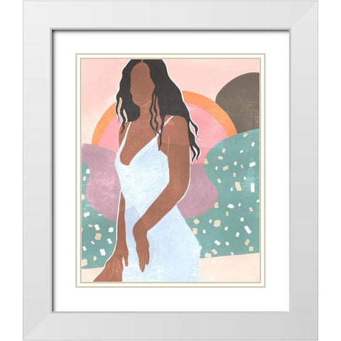 Curly Lady I White Modern Wood Framed Art Print with Double Matting by Wang, Melissa