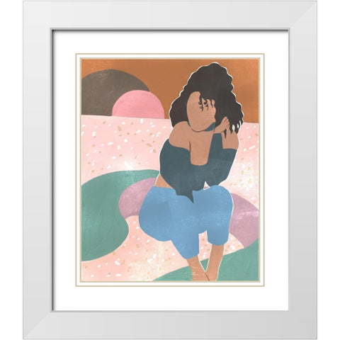 Curly Lady II White Modern Wood Framed Art Print with Double Matting by Wang, Melissa
