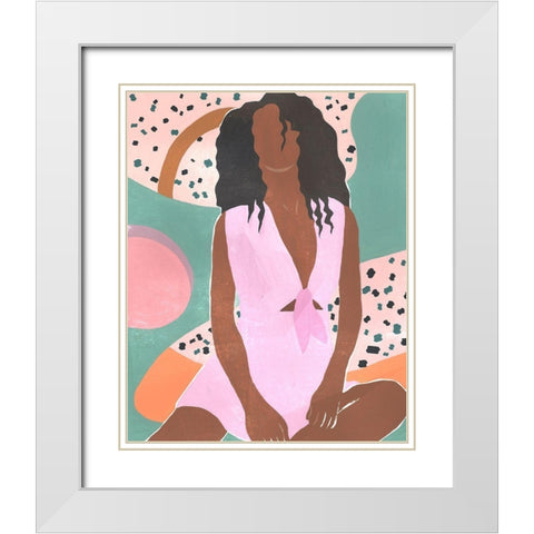 Curly Lady III White Modern Wood Framed Art Print with Double Matting by Wang, Melissa