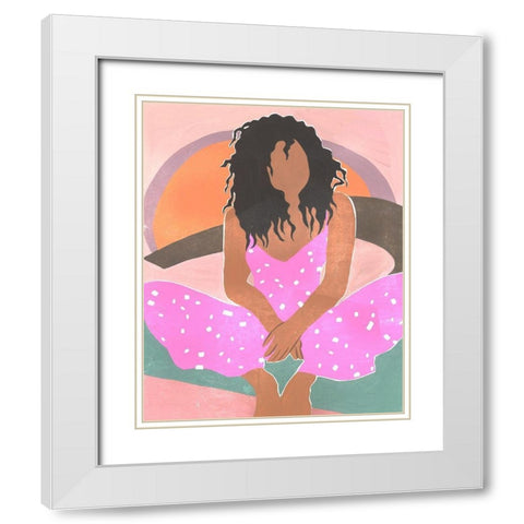 Curly Lady IV White Modern Wood Framed Art Print with Double Matting by Wang, Melissa