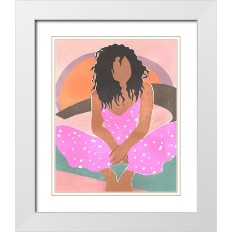 Curly Lady IV White Modern Wood Framed Art Print with Double Matting by Wang, Melissa