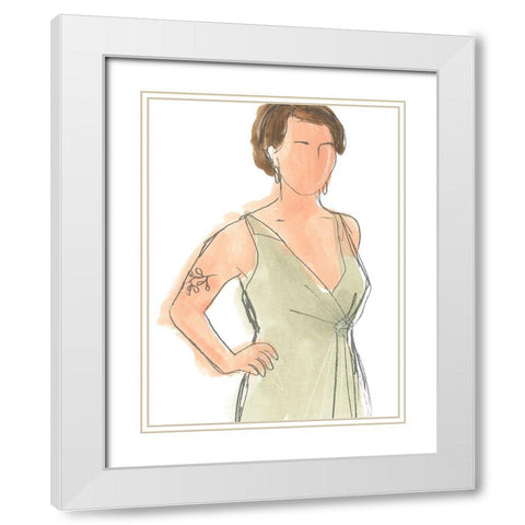 Modern Figure Sketch I White Modern Wood Framed Art Print with Double Matting by Vess, June Erica