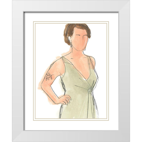 Modern Figure Sketch I White Modern Wood Framed Art Print with Double Matting by Vess, June Erica