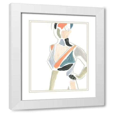 Color Block Figure I White Modern Wood Framed Art Print with Double Matting by Vess, June Erica