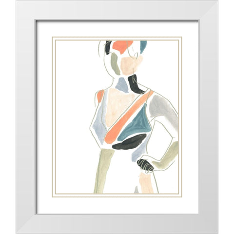 Color Block Figure I White Modern Wood Framed Art Print with Double Matting by Vess, June Erica