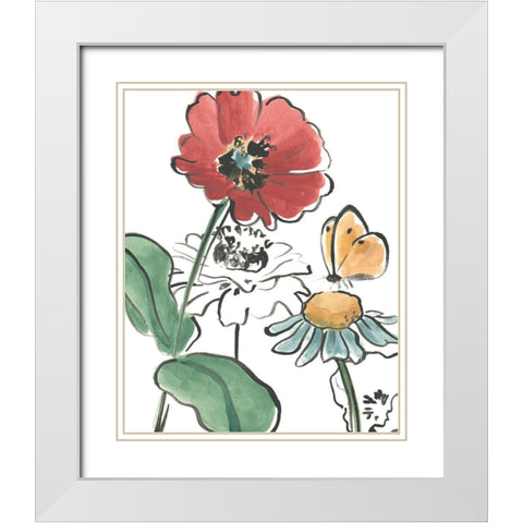 Boho Florals II White Modern Wood Framed Art Print with Double Matting by Vess, June Erica