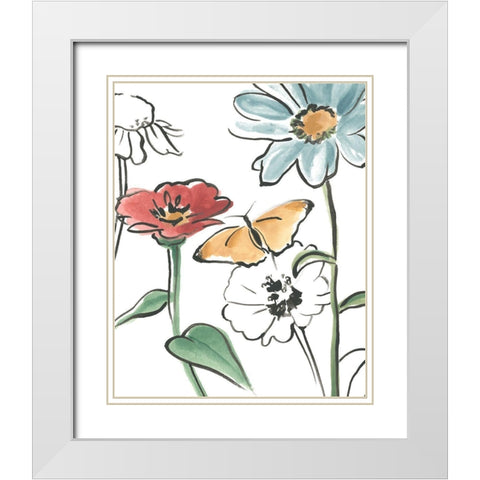 Boho Florals IV White Modern Wood Framed Art Print with Double Matting by Vess, June Erica