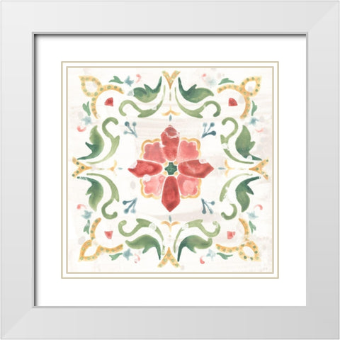 Boho Tile I White Modern Wood Framed Art Print with Double Matting by Vess, June Erica