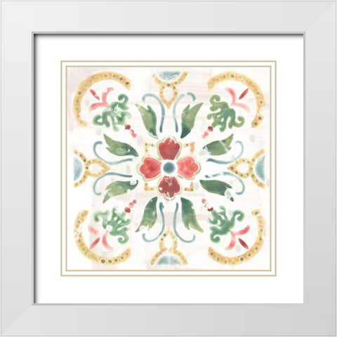 Boho Tile III White Modern Wood Framed Art Print with Double Matting by Vess, June Erica