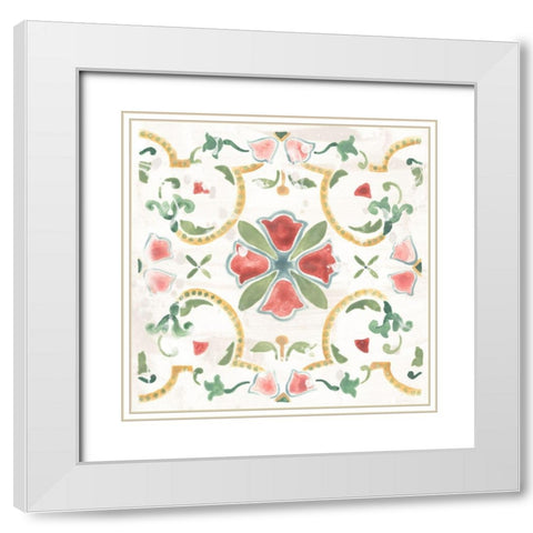 Boho Tile VI White Modern Wood Framed Art Print with Double Matting by Vess, June Erica