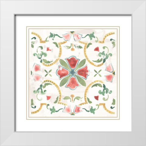 Boho Tile VI White Modern Wood Framed Art Print with Double Matting by Vess, June Erica