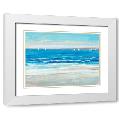 Low Cerulean Tide I White Modern Wood Framed Art Print with Double Matting by OToole, Tim