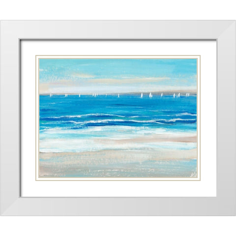 Low Cerulean Tide I White Modern Wood Framed Art Print with Double Matting by OToole, Tim