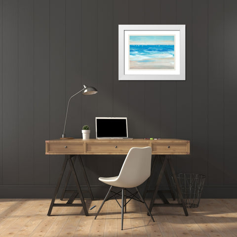 Low Cerulean Tide II White Modern Wood Framed Art Print with Double Matting by OToole, Tim