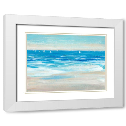Low Cerulean Tide II White Modern Wood Framed Art Print with Double Matting by OToole, Tim