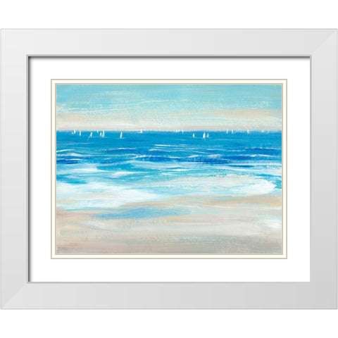Low Cerulean Tide II White Modern Wood Framed Art Print with Double Matting by OToole, Tim