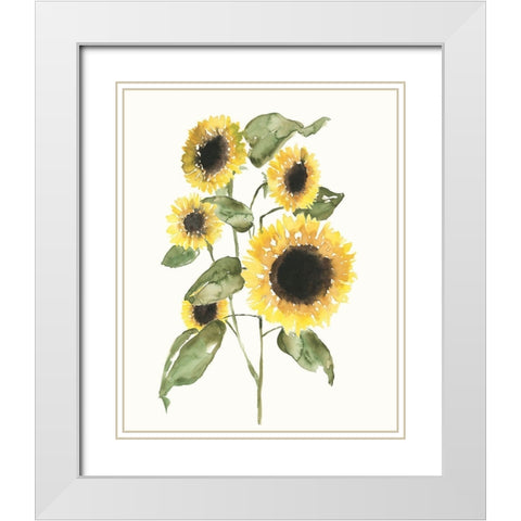 Sunflower Composition I White Modern Wood Framed Art Print with Double Matting by Goldberger, Jennifer