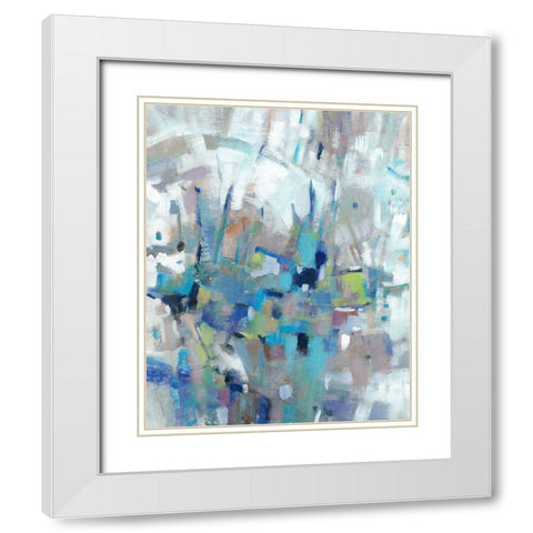 Edgy Blues I White Modern Wood Framed Art Print with Double Matting by OToole, Tim