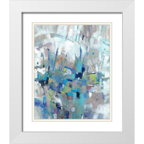 Edgy Blues I White Modern Wood Framed Art Print with Double Matting by OToole, Tim