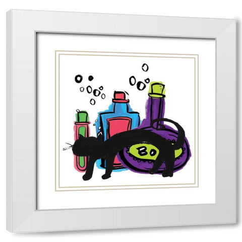 Toilin Trouble II White Modern Wood Framed Art Print with Double Matting by Hernandez, Larisa