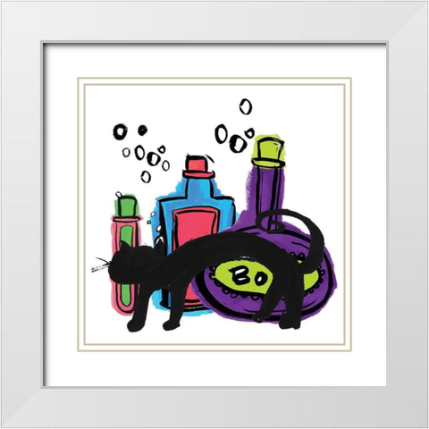 Toilin Trouble II White Modern Wood Framed Art Print with Double Matting by Hernandez, Larisa