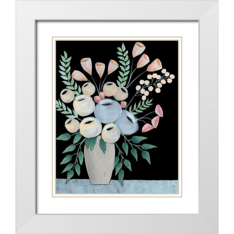 Rosada Floral II White Modern Wood Framed Art Print with Double Matting by Moore, Regina