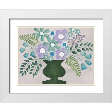 Lavanda Floral I White Modern Wood Framed Art Print with Double Matting by Moore, Regina