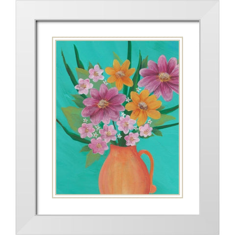 Jubilant Floral I White Modern Wood Framed Art Print with Double Matting by Moore, Regina