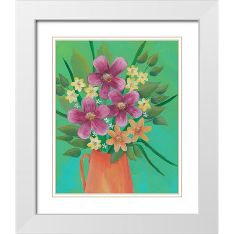Jubilant Floral II White Modern Wood Framed Art Print with Double Matting by Moore, Regina