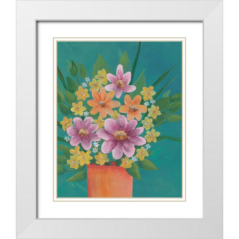 Jubilant Floral III White Modern Wood Framed Art Print with Double Matting by Moore, Regina