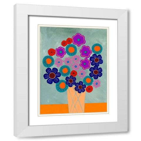 Summer Arrangement II White Modern Wood Framed Art Print with Double Matting by Moore, Regina