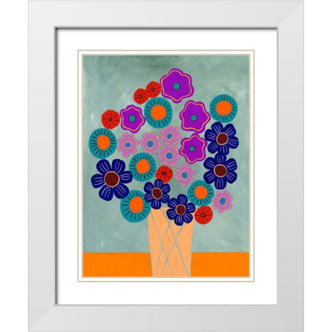 Summer Arrangement II White Modern Wood Framed Art Print with Double Matting by Moore, Regina
