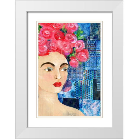 Flowers in her Hair I White Modern Wood Framed Art Print with Double Matting by Moore, Regina